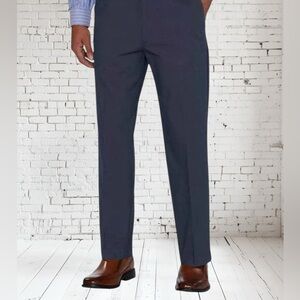 Kirkland Men’s Flat Front Stretch Pants 36x29 NWT Mood Indigo Pin Dot